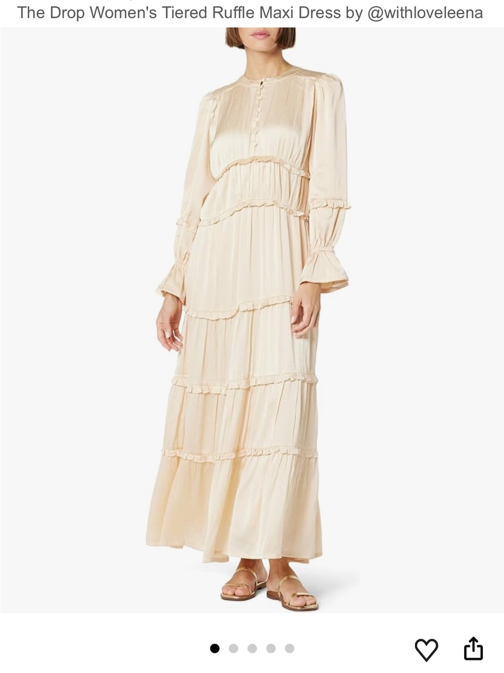 Flowy Ivory Cream Ruffled Maxi Dress - Picture 2 of 7